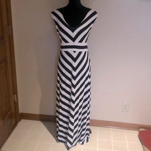 Maxi Black and White Striped Dress NWT